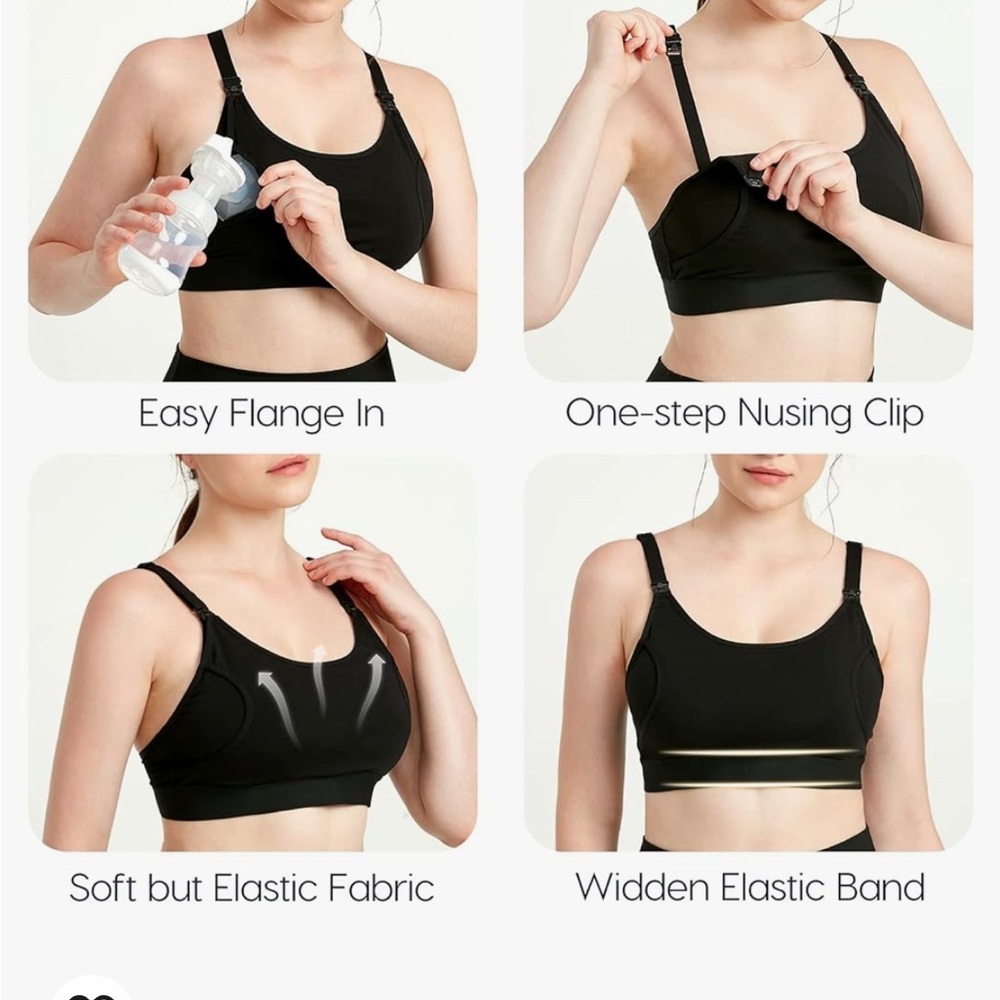 Hands Free Pumping Adjustable Nursing Bra Set of 2/Beige and Black Women Size L - Picture 9 of 11